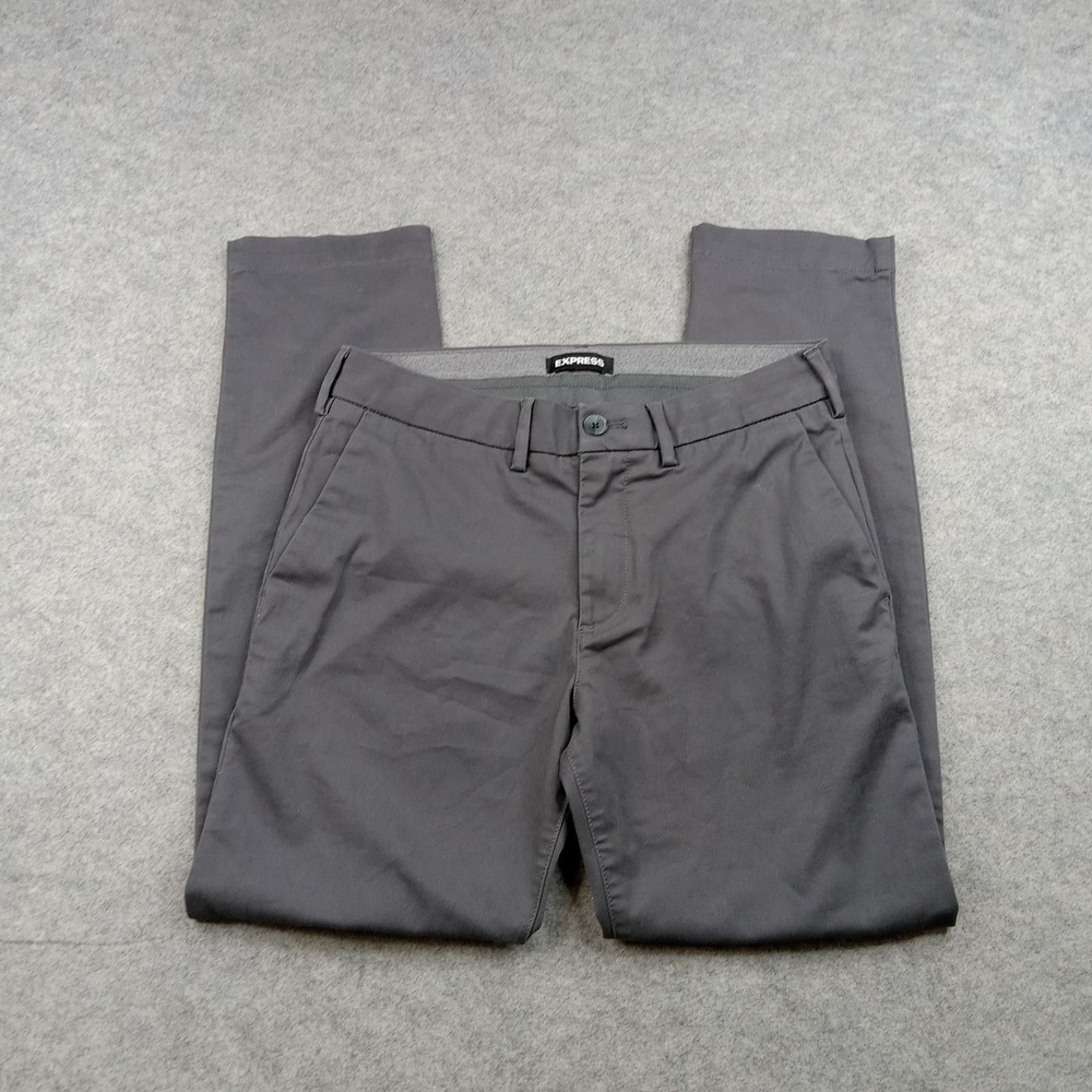 Express Pants Mens 28x29 Gray Hyper Stretch Slim Straight Leg‎ Chino Casual
